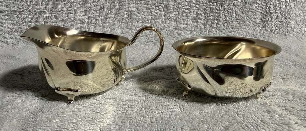 WMW EP Brass Germany Creamer and Sugar Bowl Set